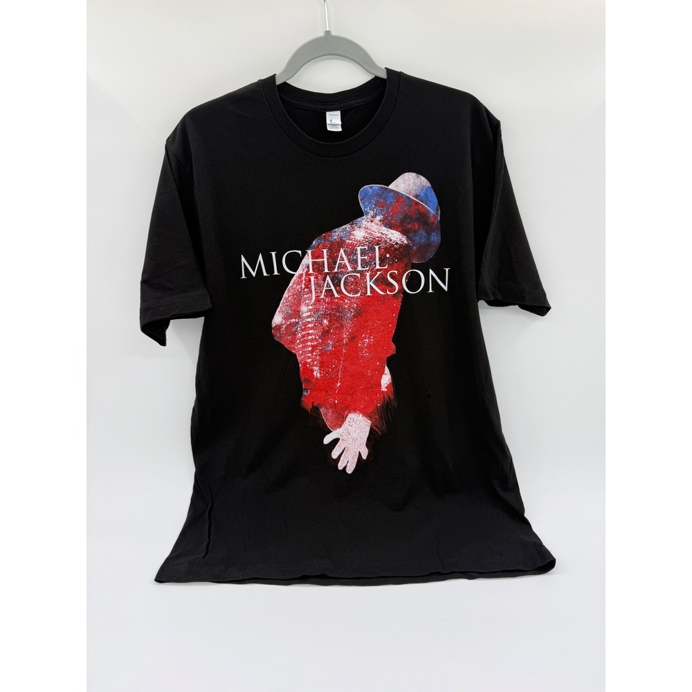 Michael Jackson Graphic T-Shirt Black King of Pop Artistic Silhouette Size L